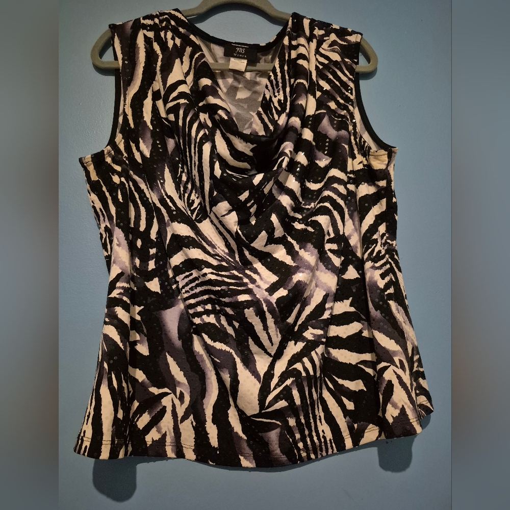 J.B.S. Black and White Cowl Neck Tank